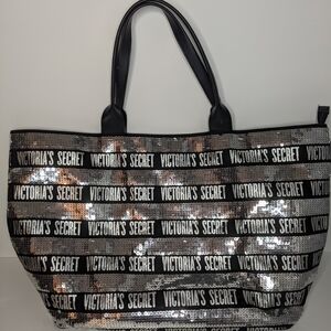Victoria's Secret Black and Silver Sequin Tote